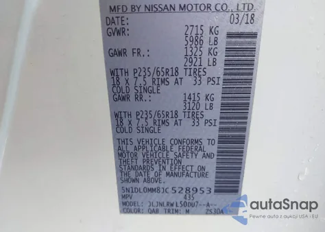 2018 Infiniti Qx60 from USA, damaged, VIN 5N1DL0MM8JC528953